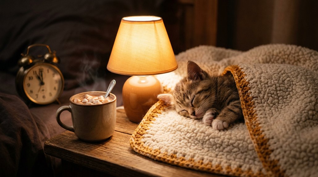 cozy kitten sleeping setup