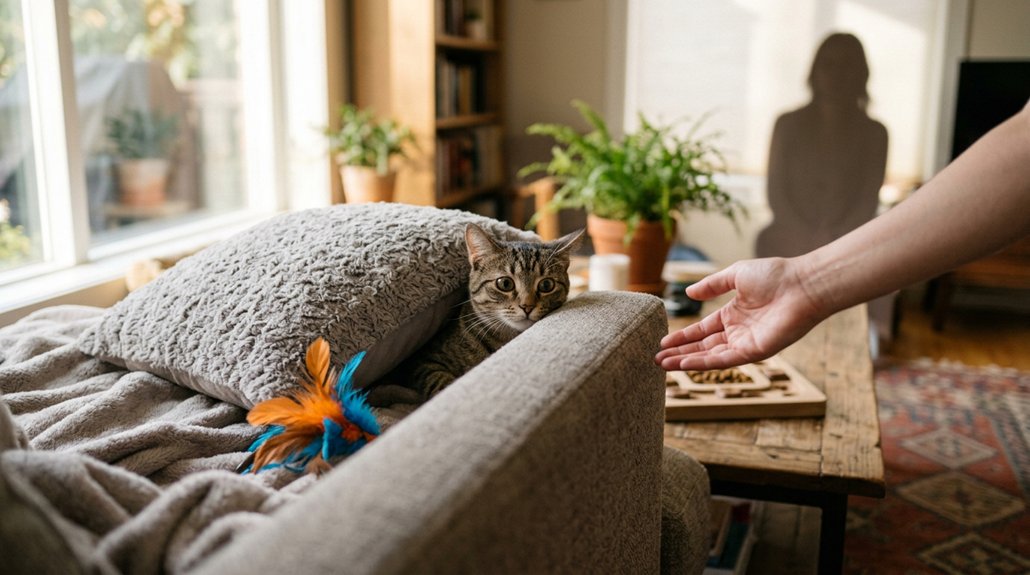 encourage shy cat confidence