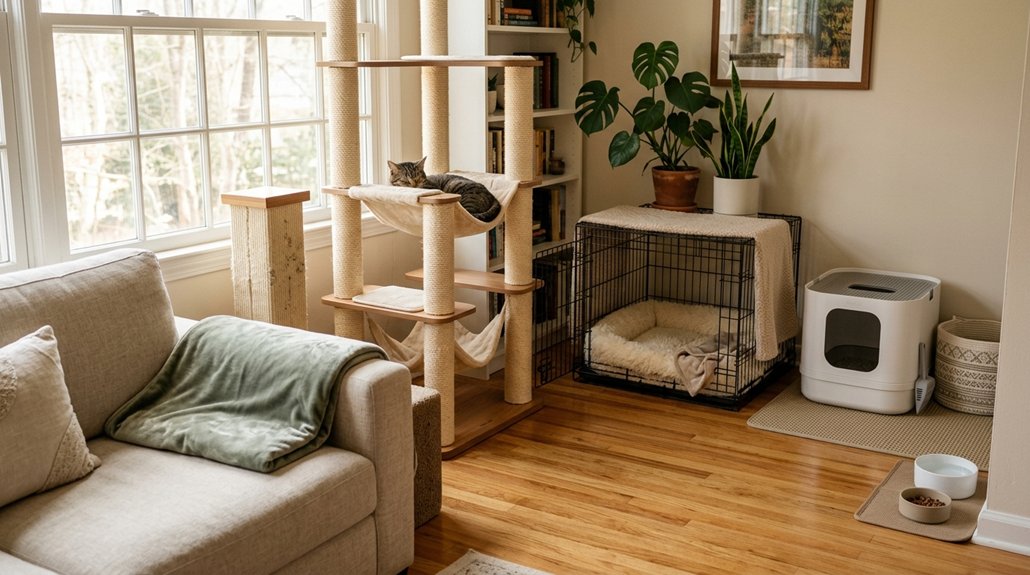 prepare welcoming cat space