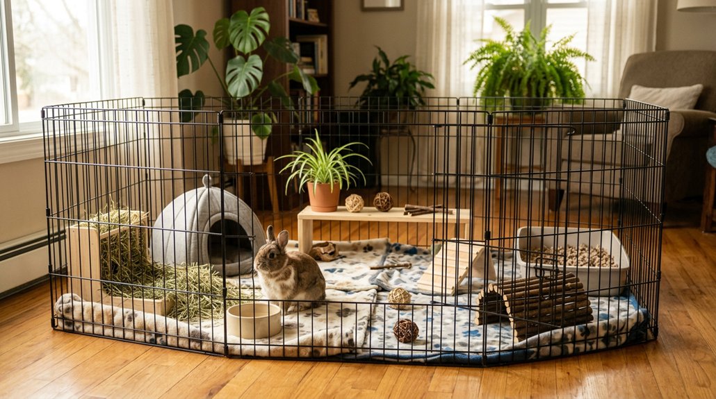 spacious enriched rabbit habitats