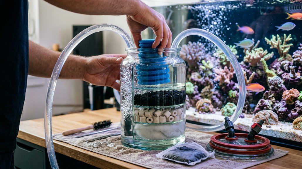 clean filter using aquarium water