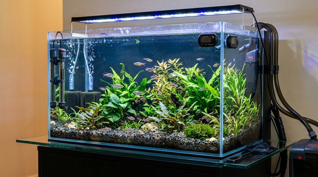 properly equipped tropical aquarium setup