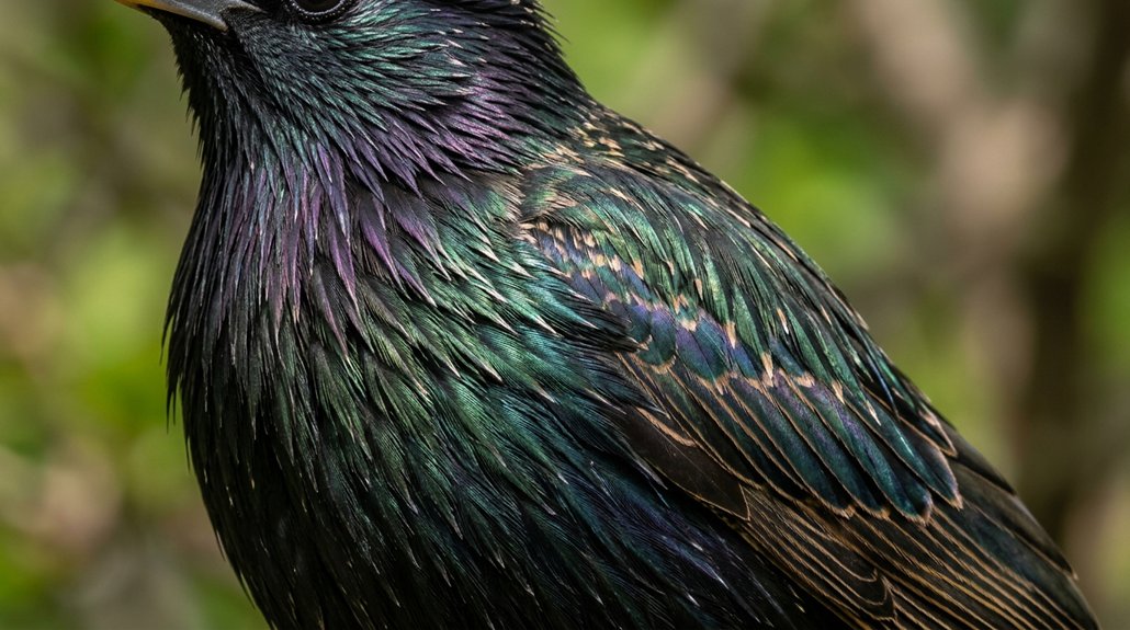 sleek glossy interlocking feathers