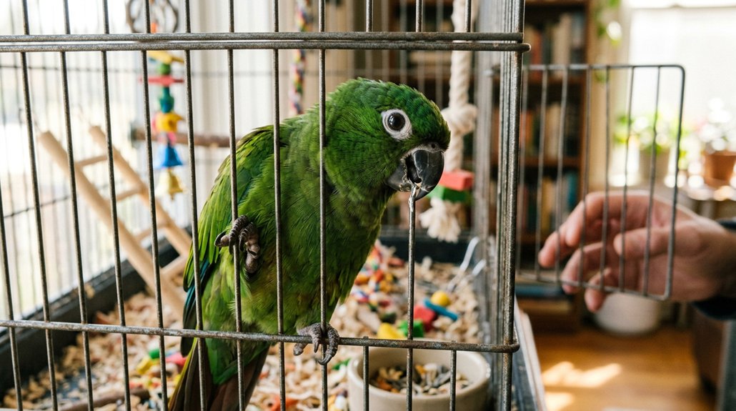 territorial cage biting due to displacement