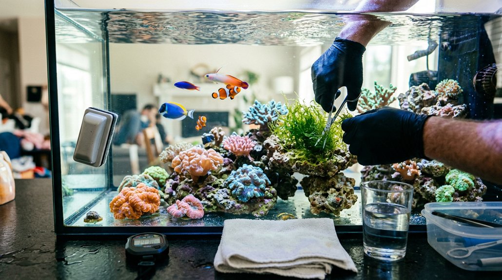 weekly saltwater tank upkeep